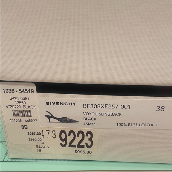 GIVENCHY Black Leather Slingback Heels . NWB SZ 38 - Picture 9 of 9